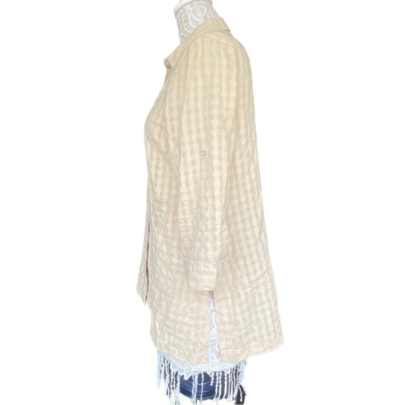 J Jill I Beige I Cotton I Grid button Down I Lightweight I Blouse I Size: S - Picture 4 of 9